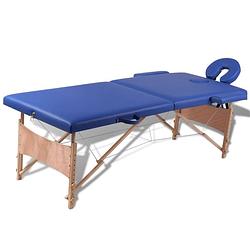 Foto van Vidaxl inklapbare massagetafel 2 zones met houten frame (blauw)