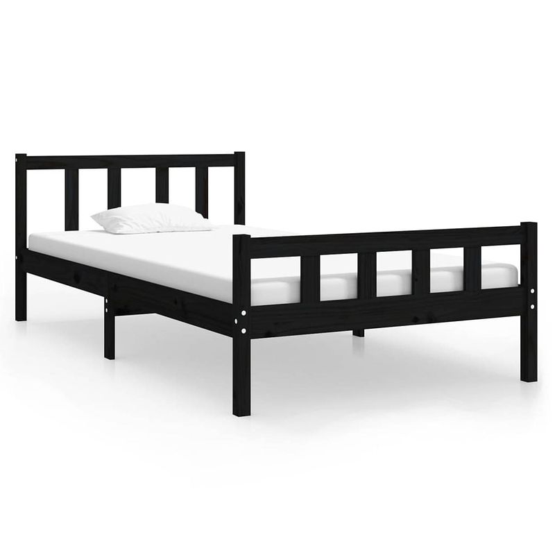 Foto van The living store bedframe - klassiek - massief grenenhout - 205.5 x 105.5 x 69.5 cm - zwart