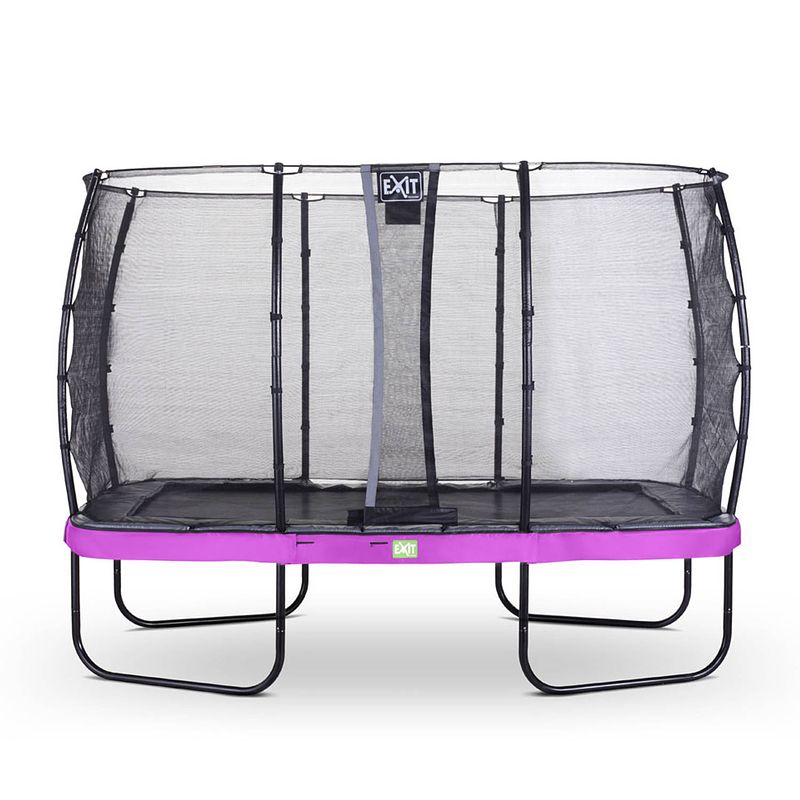 Foto van Exit elegant trampoline met veiligheidsnet economy rechthoekig - 214 x 366 cm - paars