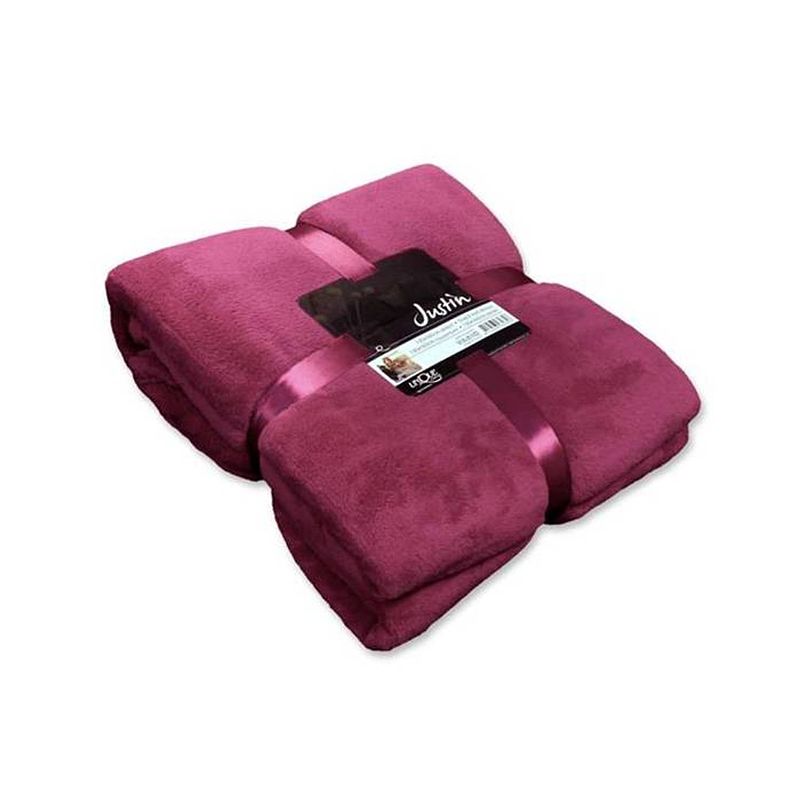 Foto van Unique living justin fleece plaid - fleece polyester - 150x200 cm - mesa rosa