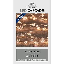 Foto van 3x kerst cascade verlichting sterretjes met timer warm wit 8x 50 cm - lichtsnoeren