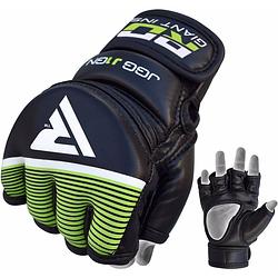 Foto van Rdx sports grappling gloves kids - zwart/groen - leer