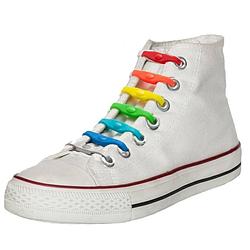 Foto van 14x shoeps elastische veters regenboog voor kinderen/volwassenen - schoenveters