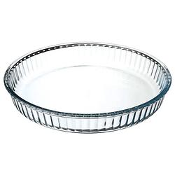 Foto van Ovenschaal rond - transparant - glas - diameter 32 cm - ovenschalen