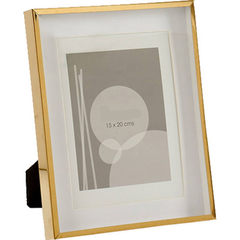 Foto van Giftdecor fotolijst met passe-partout 15 x 20 cm aluminium goud