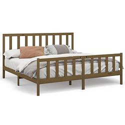 Foto van Vidaxl bedframe massief grenenhout honingbruin 200x200 cm