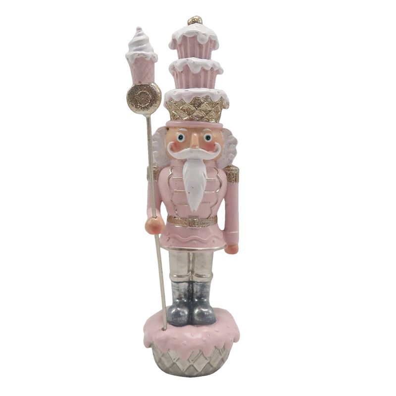 Foto van Clayre & eef beeld notenkraker 16 cm roze kunststof kerstdecoratie beeld decoratie decoratieve accessoires roze