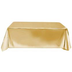 Foto van Tafelkleed/tafellaken polyester folie metallic goud 140 x 275 cm - tafellakens