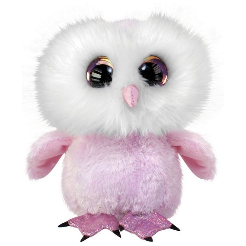 Foto van Lumo stars knuffeluil roze/wit 24 cm