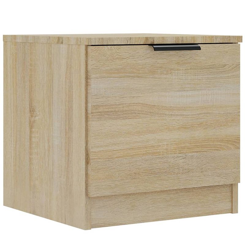 Foto van The living store nachtkastje sonoma eiken - bewerkt hout - 40x39x40 cm - multifunctioneel