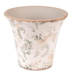 Foto van Clayre & eef bloempot ø 12x11 cm groen beige keramiek bloemen bloempot binnen plantenpot plant pot groen bloempot