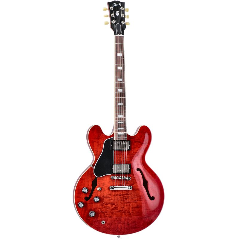 Foto van Gibson original collection es-335 figured lh 60s cherry linkshandige semi-akoestische gitaar met koffer