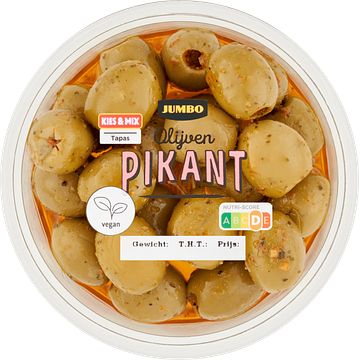 Foto van Jumbo olijven pikant 150g aanbieding bij jumbo | 3 voor 6.00