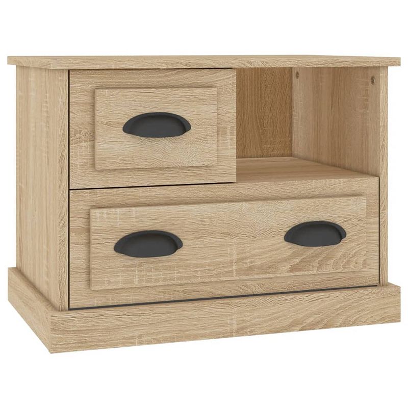 Foto van The living store nachtkastje sonoma eiken - 60 x 39 x 45 cm - duurzaam hout - voldoende opbergruimte - stabiel