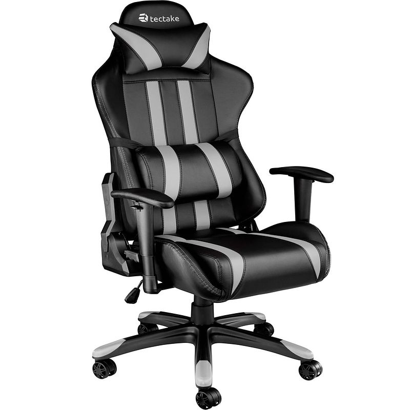 Foto van Tectake gaming chair bureaustoel - premium racing - zwart/grijs - kunstleer - verstelbaar