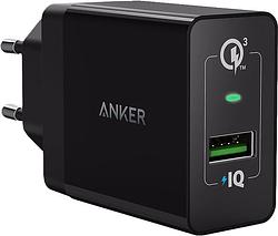 Foto van Anker powerport+1 oplader zonder kabel 18w quick charge 3.0 zwart