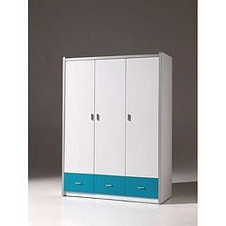Foto van Vipack 3-deurs kledingkast bonny - turquoise - 202x141x60 cm - leen bakker