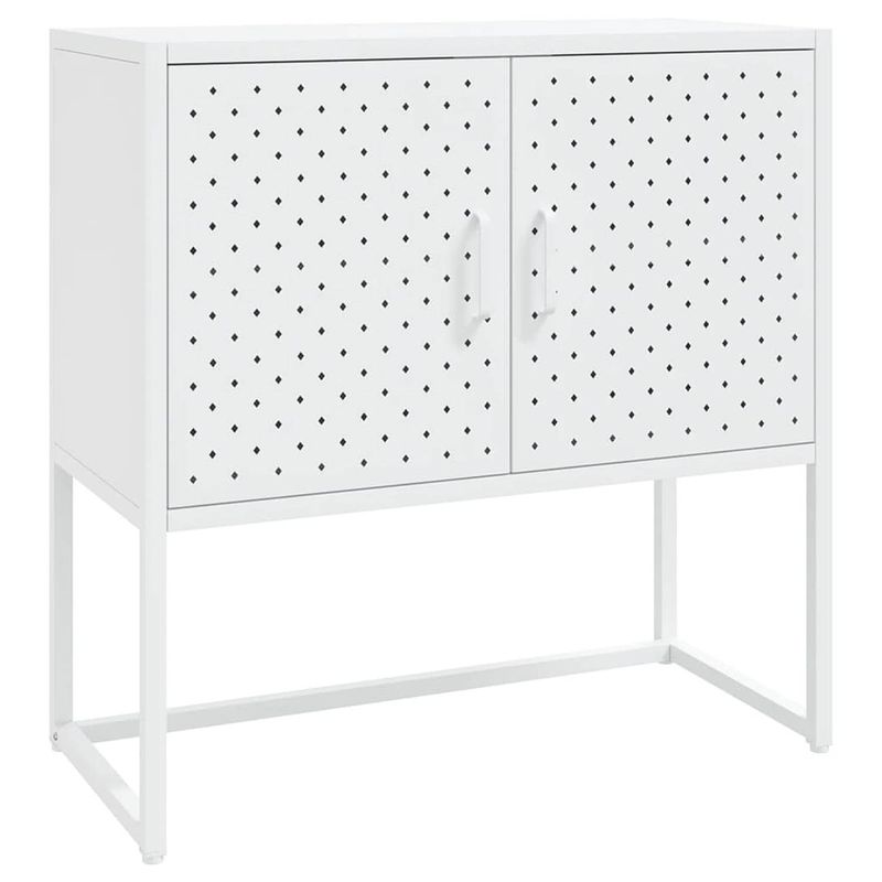 Foto van Vidaxl dressoir 75x35x75 cm staal wit