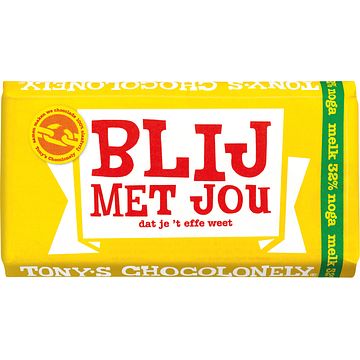 Foto van Tony's chocolonely melkchocolade reep noga blij met jou! 180g bij jumbo