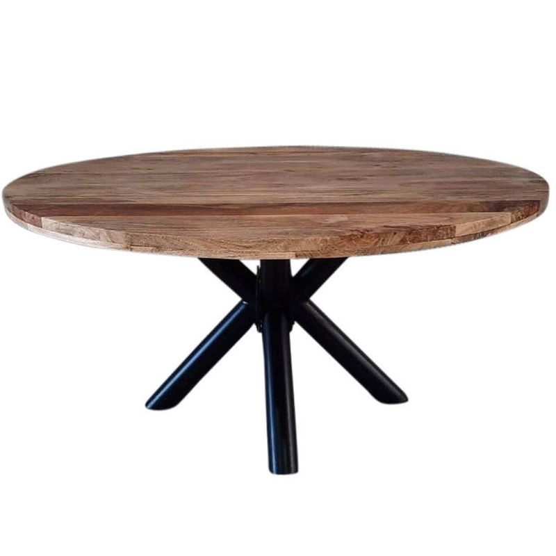 Foto van Livin24 industriële eettafel rond memphis mangohout ø130 cm.