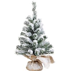 Foto van Kunstboom/kunst kerstboom groen met sneeuw 45 cm - kunstkerstboom