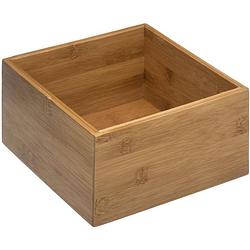 Foto van Sieraden/make-up houder/box vierkant 18 x 18 x 9,5 cm van bamboe hout - make-up dozen