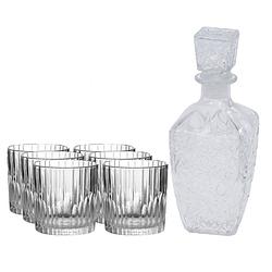 Foto van Glazen whisky/water karaf 750 ml met 6x whiskyglazen 310 ml - whiskeykaraffen