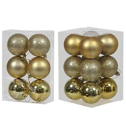 Foto van Kerstversiering set kerstballen goud 6 - 8 cm - pakket van 54x stuks - kerstbal