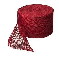 Foto van Juteband rood 10 cm x 25 meter hobby/knutselmateriaal - touwen