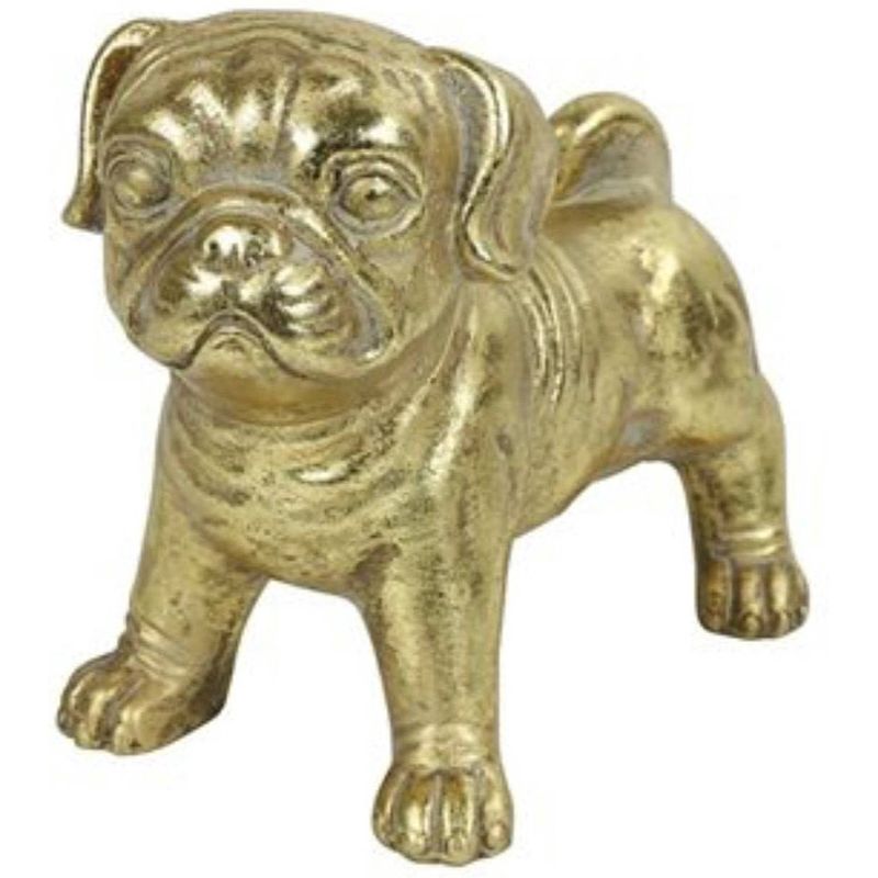 Foto van Decoratief beeld hond pugsy 20 cm - goud