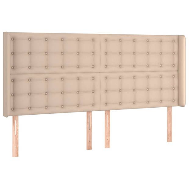 Foto van Vidaxl hoofdbord met randen 203x16x118/128cm kunstleer cappuccinokleur