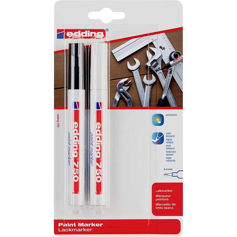 Foto van Edding 4-750-2-3999 750 paint marker lakmarker zwart, wit 2 mm, 4 mm 1 stuks/pack