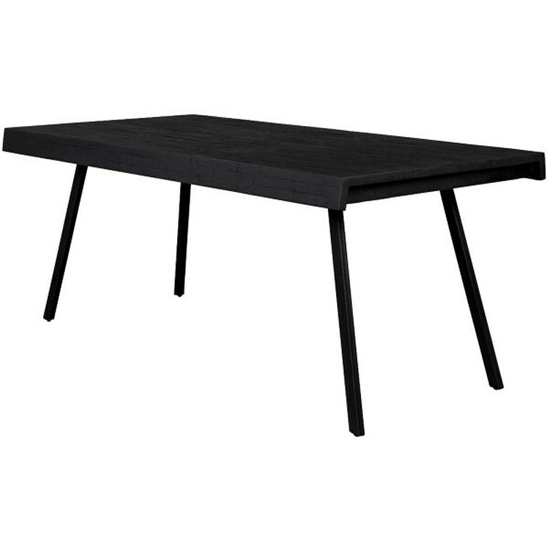 Foto van Giga meubel gm eettafel zwart 200cm - teakhout & metaal - tafel suri