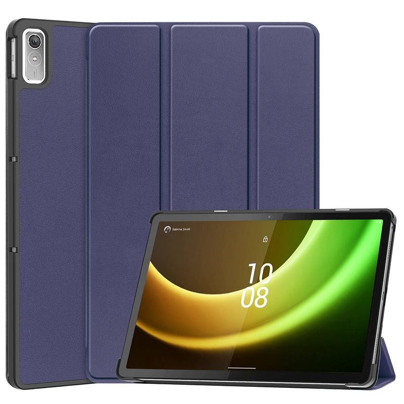 Foto van Basey lenovo tab p11 (2e gen) hoesje kunstleer hoes case cover lenovo tab p11 (2e gen)-donkerblauw