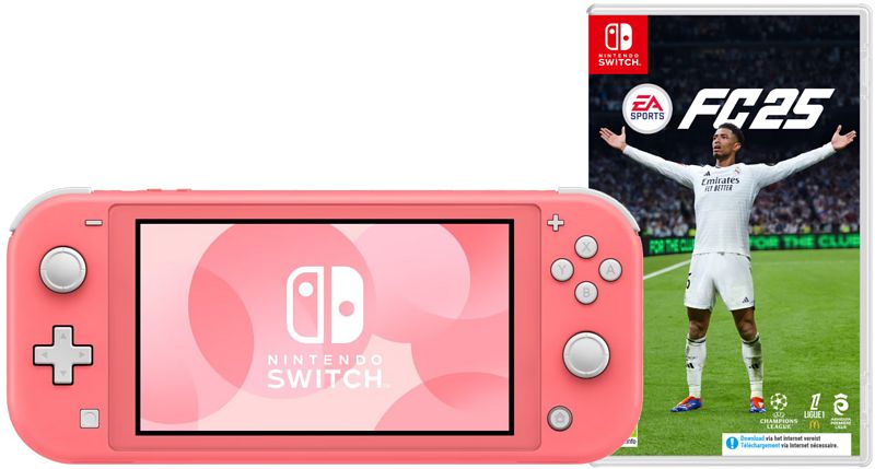 Foto van Nintendo switch lite koraal + ea sports fc 25