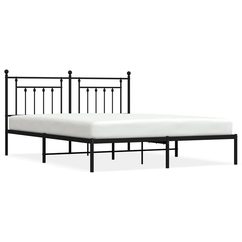 Foto van Vidaxl bedframe met hoofdbord metaal zwart 183x213 cm