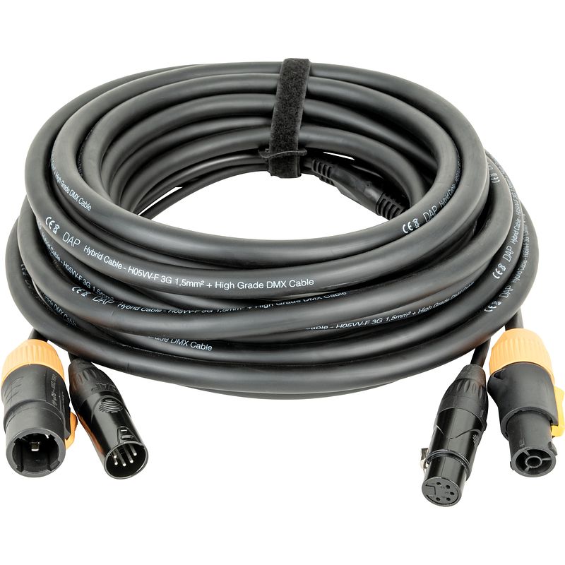 Foto van Dap fp23 hybrid cable 10 m dmx/stroomkabel power pro true & 5-pins xlr