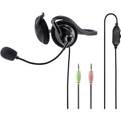 Foto van Hama nhs-p100 on ear headset kabel computer stereo zwart volumeregeling, microfoon uitschakelbaar (mute)