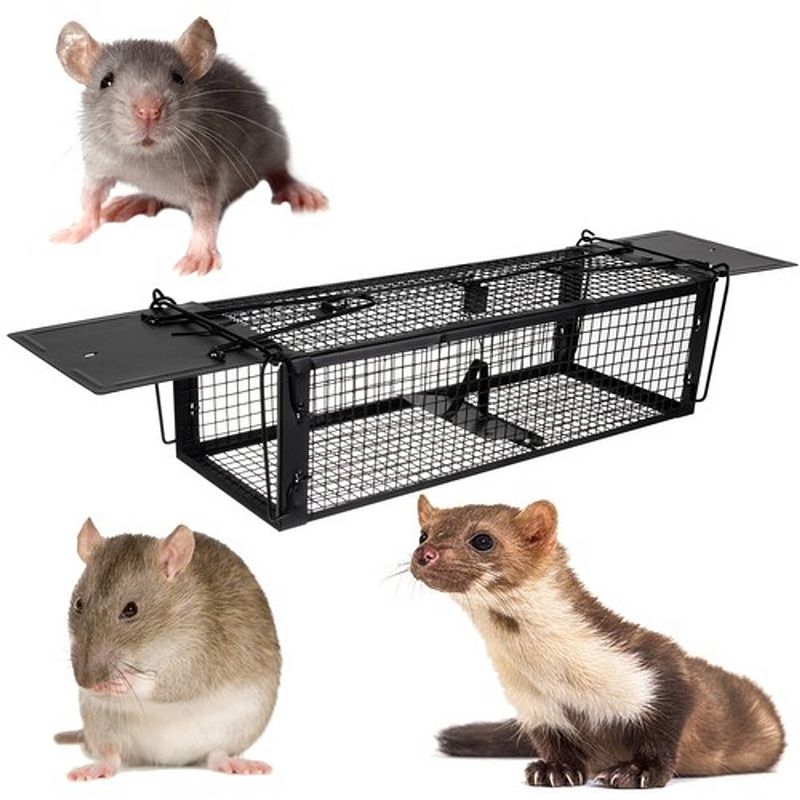 Foto van Malatec diervriendelijke muizenval - rattenval voor binnen en buiten 43 x 15 x 12 cm zwart