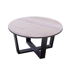 Foto van Yoi - teeburu coffee table 60x31cm. alu black/travertin