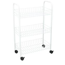 Foto van Witte opberg karretje/trolley met 3 opbergmanden 60 cm - opberg trolley