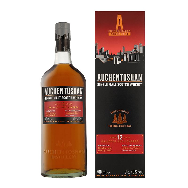 Foto van Auchentoshan 12 years 70cl whisky + giftbox