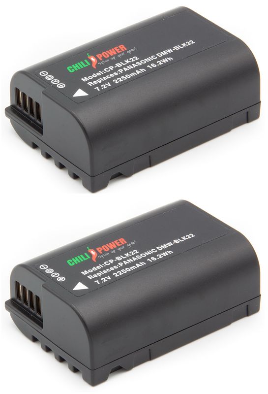 Foto van Chilipower dmw-blk22e accu voor panasonic - 2250mah - 2-pack