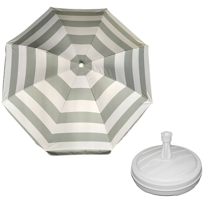 Foto van Parasol - zilver/wit - d140 cm - incl. draagtas - parasolvoet - 42 cm - parasols