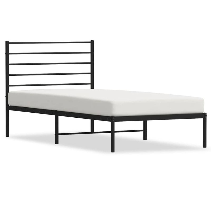 Foto van Vidaxl bedframe met hoofdbord metaal zwart 90x190 cm