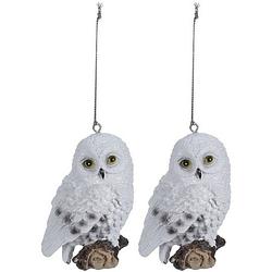 Foto van 2x kersthangers figuurtjes uil 10 cm - uil thema kerstboomhangers