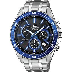 Foto van Casio chronograaf horloge efr-552d-1a2vuef (l x b x h) 53 x 47 x 12.3 mm zilver-blauw materiaal (behuizing): rvs materiaal (armband): rvs