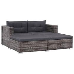 Foto van Vidaxl 3-delige loungeset met kussens poly rattan grijs