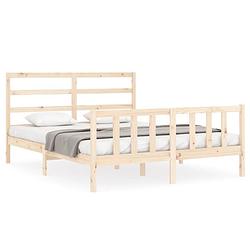 Foto van The living store bed massief grenenhout - kingsize - 205.5 x 155.5 x 100 cm - multiplex lattenbodem - functioneel