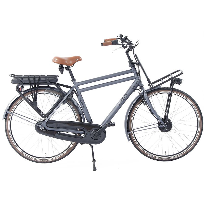 Foto van Amigo elektrische transportfiets e-strong t3 28 inch 54 cm heren 7v rollerbrake matgrijs